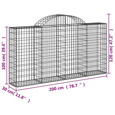 buede gabionkurve 3 stk. 200x30x100/120 cm galvaniseret jern