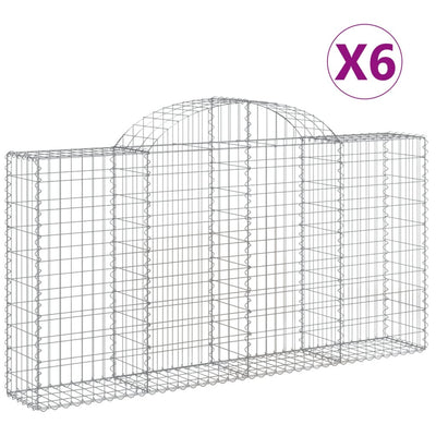 buede gabionkurve 6 stk. 200x30x100/120 cm galvaniseret jern