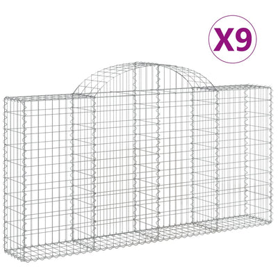 buede gabionkurve 9 stk. 200x30x100/120 cm galvaniseret jern