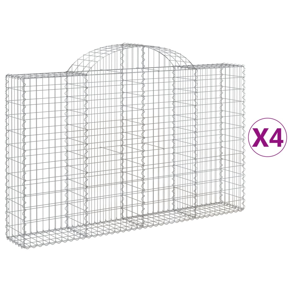 buede gabionkurve 4 stk. 200x30x120/140 cm galvaniseret jern