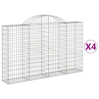 buede gabionkurve 4 stk. 200x30x120/140 cm galvaniseret jern