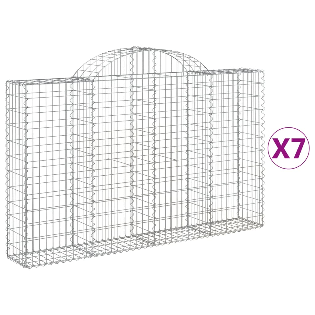 buede gabionkurve 7 stk. 200x30x120/140 cm galvaniseret jern