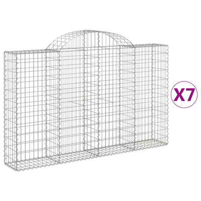 buede gabionkurve 7 stk. 200x30x120/140 cm galvaniseret jern