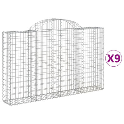 buede gabionkurve 9 stk. 200x30x120/140 cm galvaniseret jern