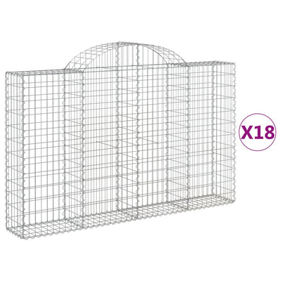 buede gabionkurve 18 stk. 200x30x120/140 cm galvaniseret jern