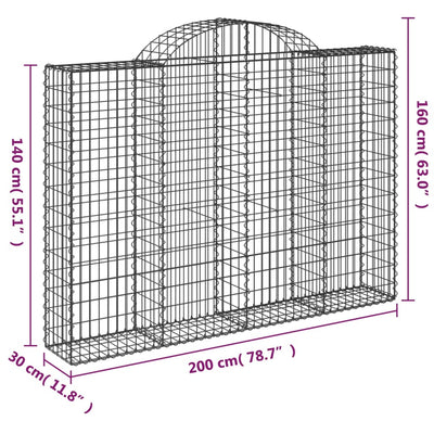 buede gabionkurve 2 stk. 200x30x140/160 cm galvaniseret jern