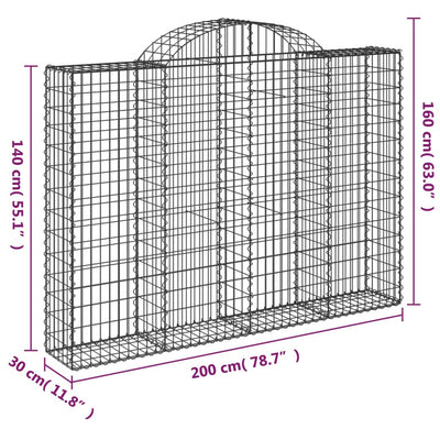 buede gabionkurve 3 stk. 200x30x140/160 cm galvaniseret jern