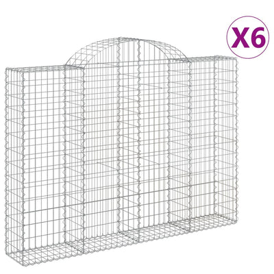 buede gabionkurve 6 stk. 200x30x140/160 cm galvaniseret jern