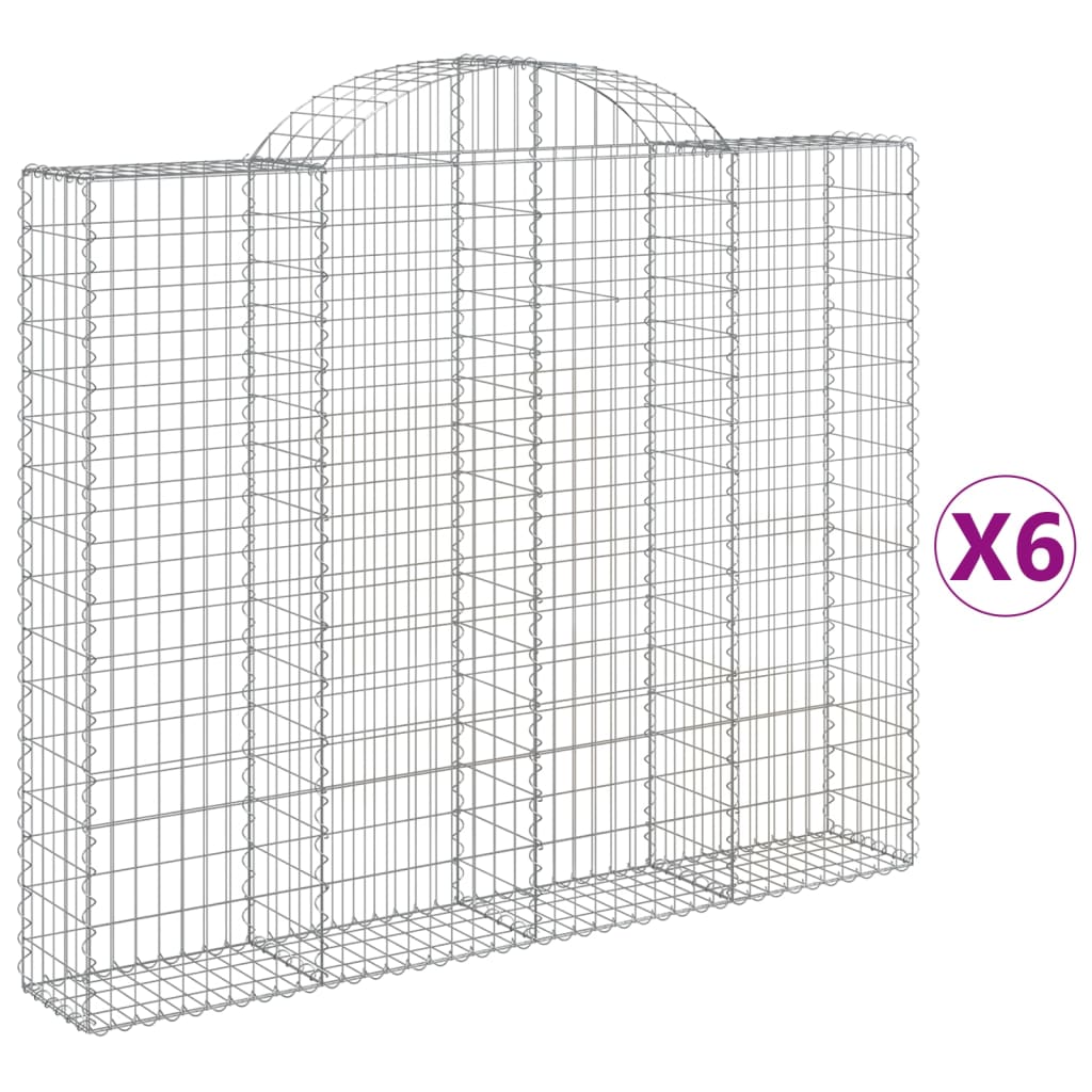 buede gabionkurve 6 stk. 200x30x160/180 cm galvaniseret jern