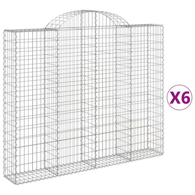 buede gabionkurve 6 stk. 200x30x160/180 cm galvaniseret jern