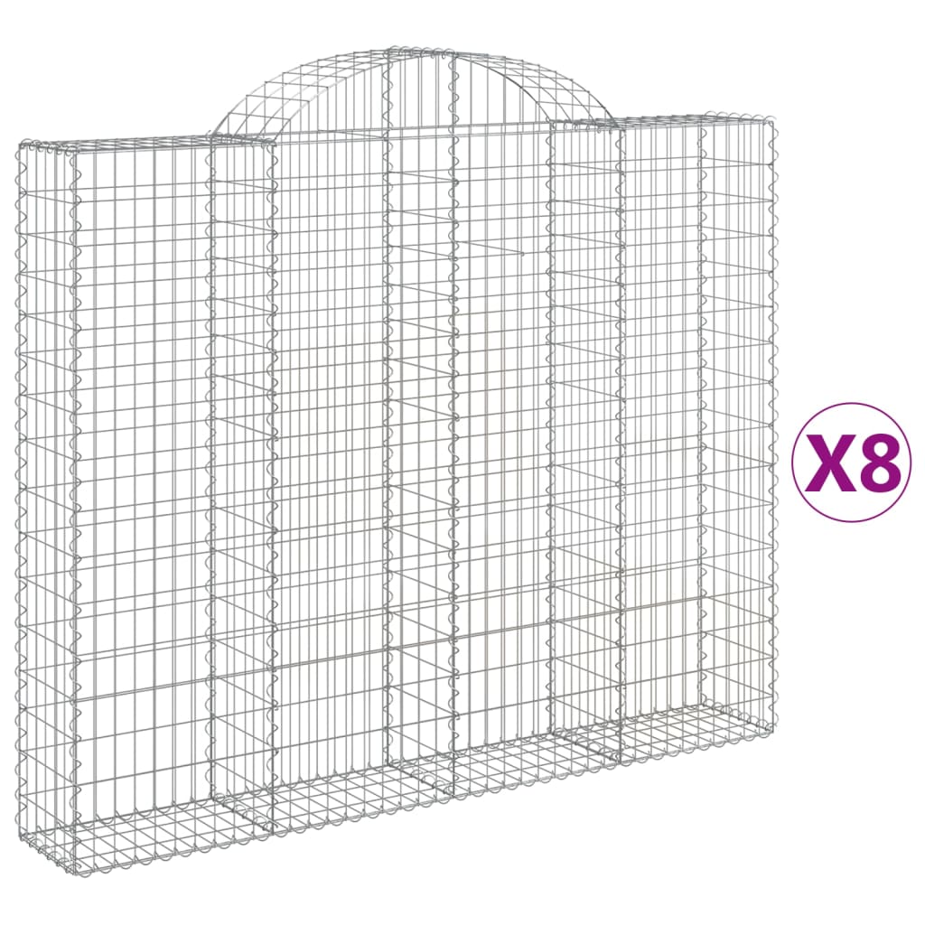 buede gabionkurve 8 stk. 200x30x160/180 cm galvaniseret jern