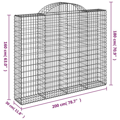 buede gabionkurve 9 stk. 200x30x160/180 cm galvaniseret jern