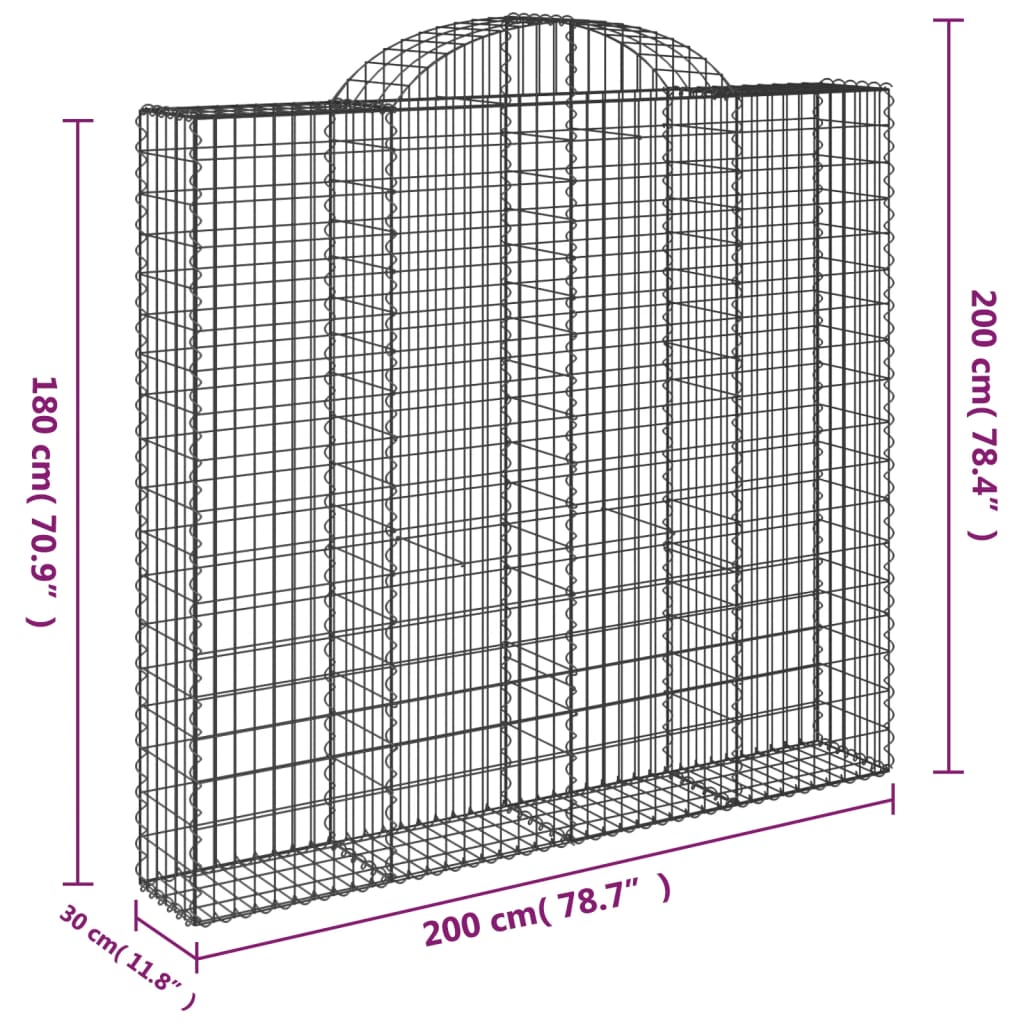 buede gabionkurve 2 stk. 200x30x180/200 cm galvaniseret jern