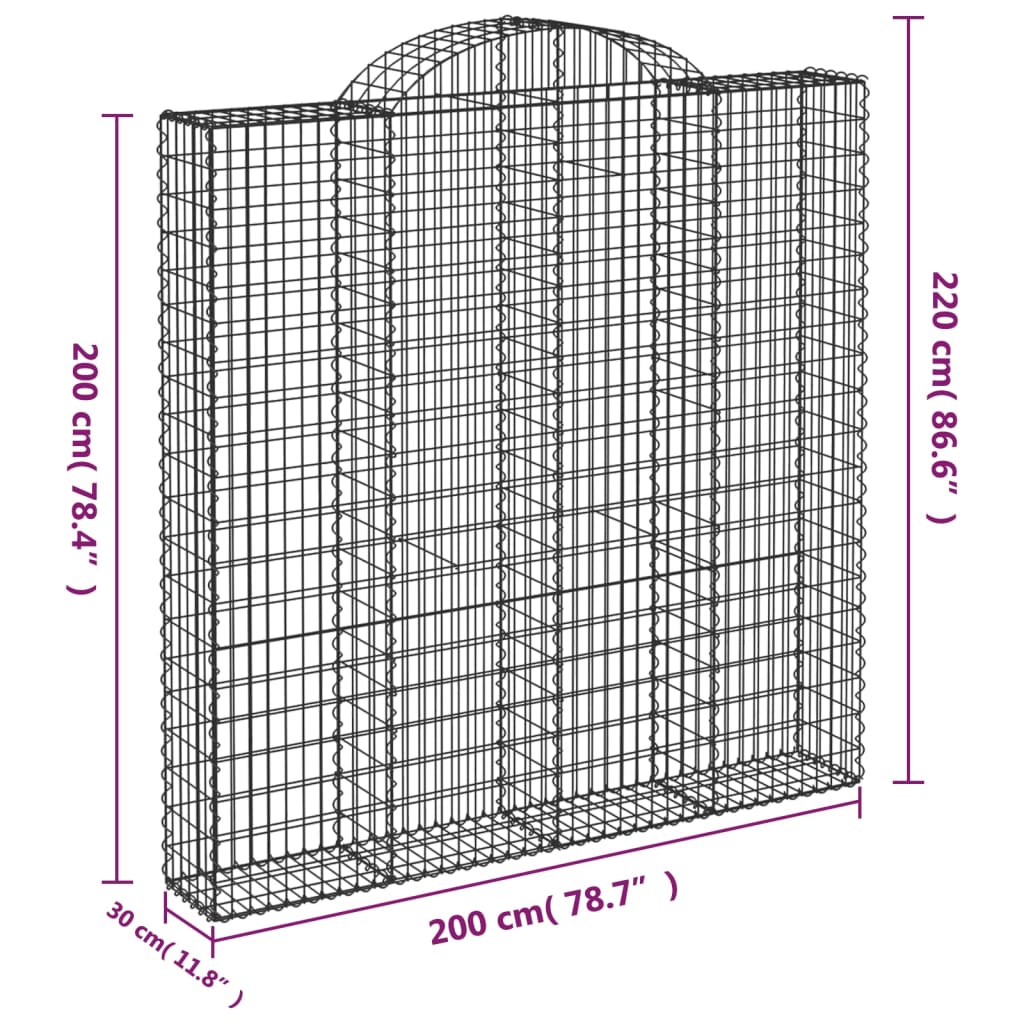 buede gabionkurve 2 stk. 200x30x200/220 cm galvaniseret jern