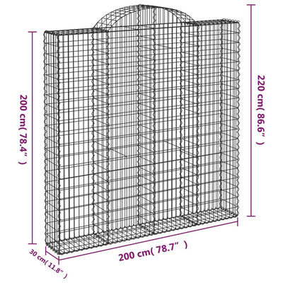 buede gabionkurve 3 stk. 200x30x200/220 cm galvaniseret jern