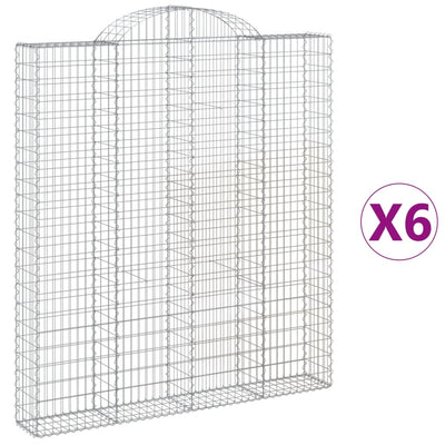 buede gabionkurve 6 stk. 200x30x220/240 cm galvaniseret jern