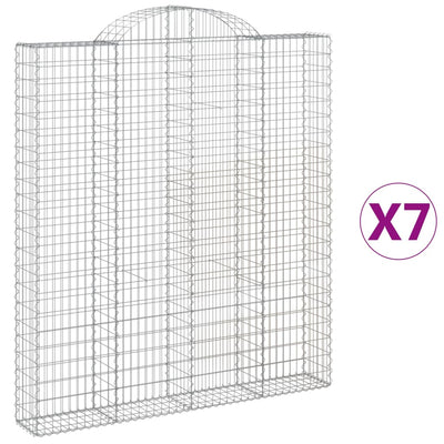 buede gabionkurve 7 stk. 200x30x220/240 cm galvaniseret jern