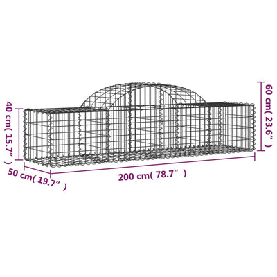 buede gabionkurve 4 stk. 200x50x40/60 cm galvaniseret jern