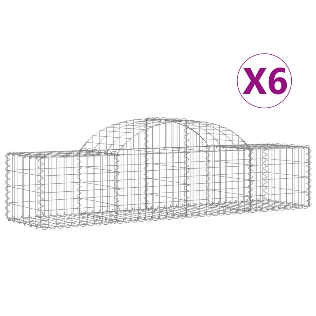 buede gabionkurve 6 stk. 200x50x40/60 cm galvaniseret jern