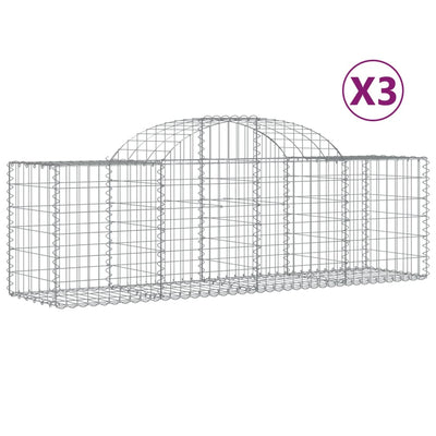 buede gabionkurve 3 stk. 200x50x60/80 cm galvaniseret jern