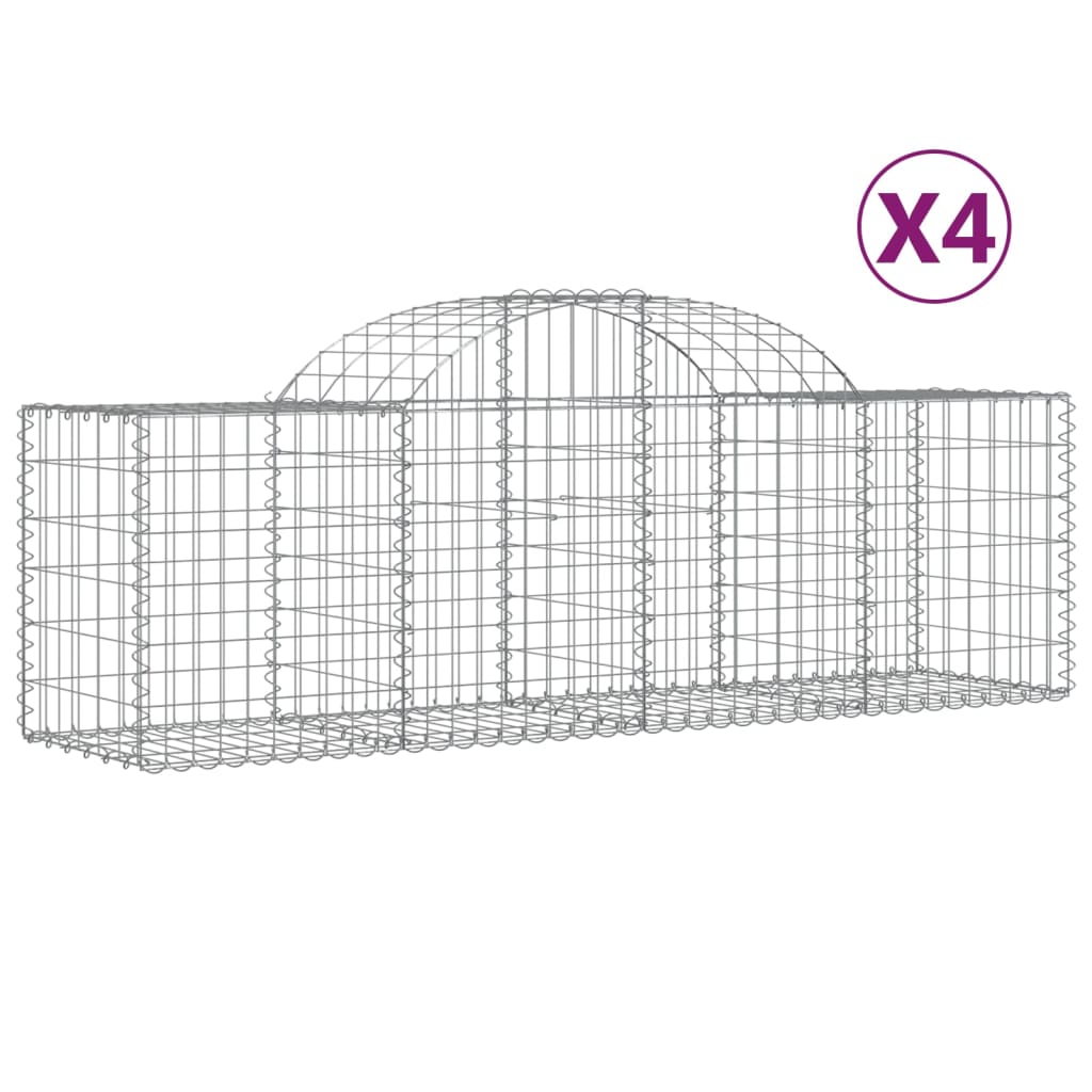 buede gabionkurve 4 stk. 200x50x60/80 cm galvaniseret jern