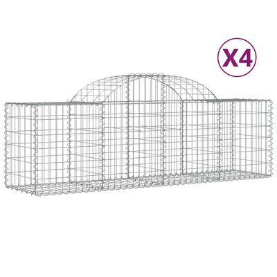 buede gabionkurve 4 stk. 200x50x60/80 cm galvaniseret jern