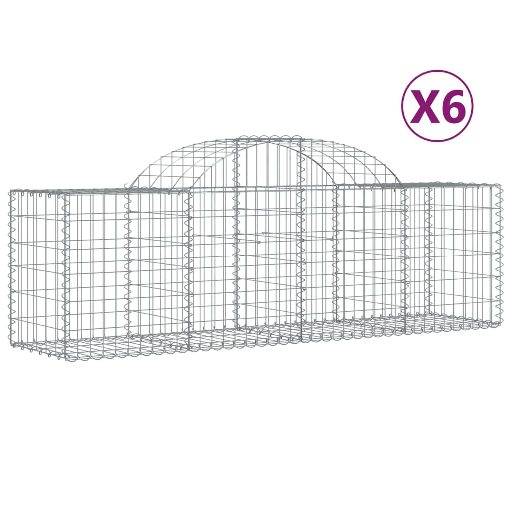 buede gabionkurve 6 stk. 200x50x60/80 cm galvaniseret jern