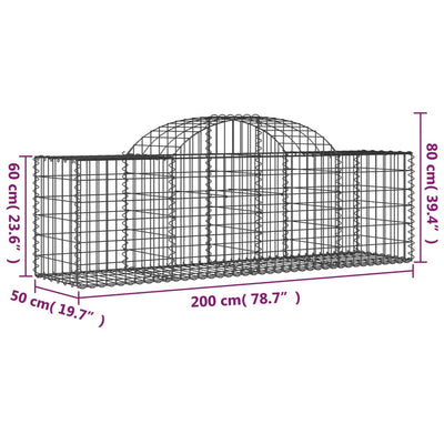 buede gabionkurve 6 stk. 200x50x60/80 cm galvaniseret jern