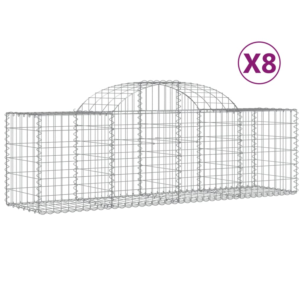 buede gabionkurve 8 stk. 200x50x60/80 cm galvaniseret jern