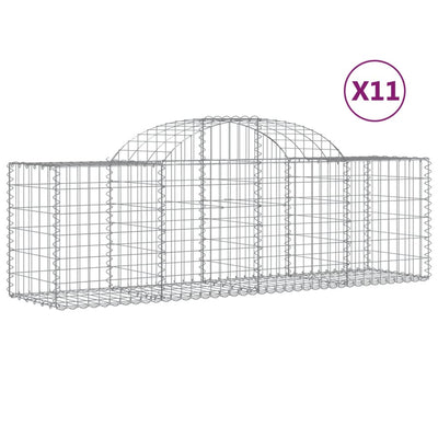 buede gabionkurve 11 stk. 200x50x60/80 cm galvaniseret jern