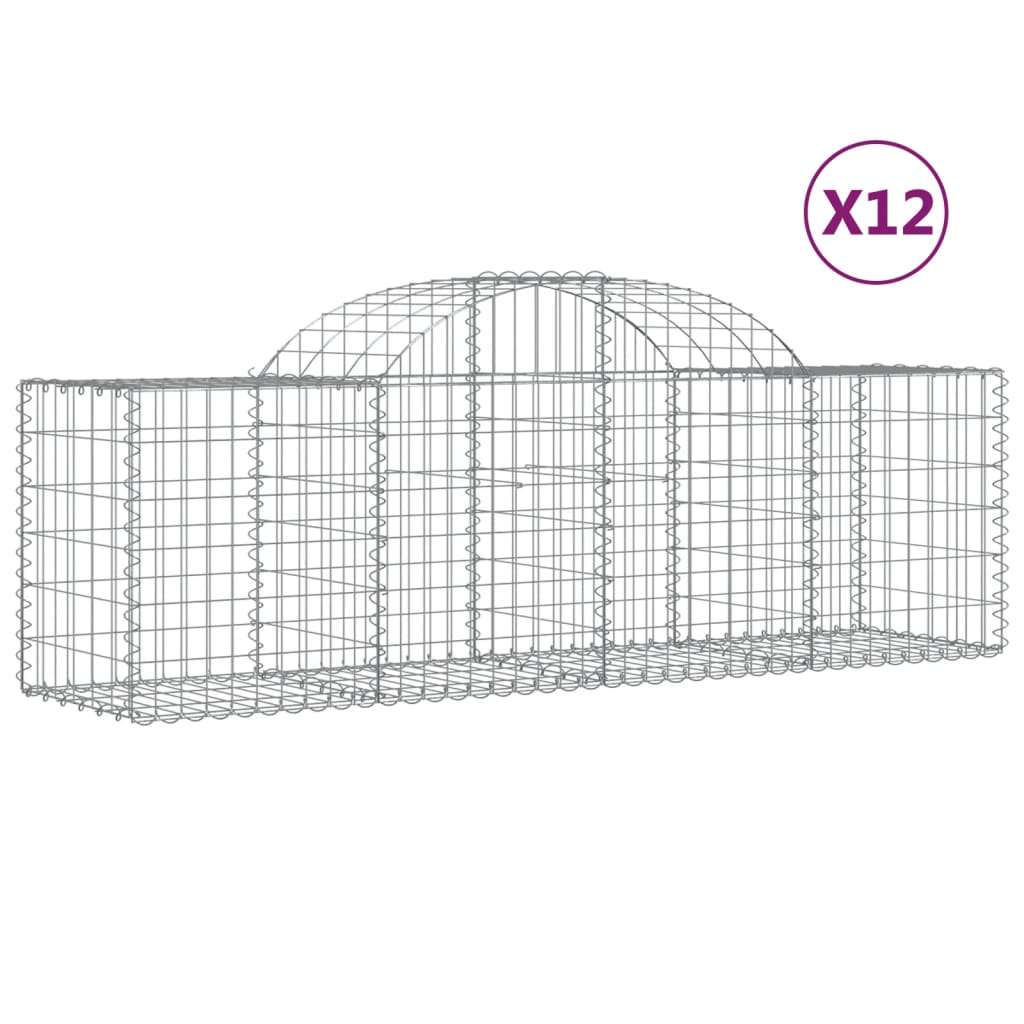 buede gabionkurve 12 stk. 200x50x60/80 cm galvaniseret jern