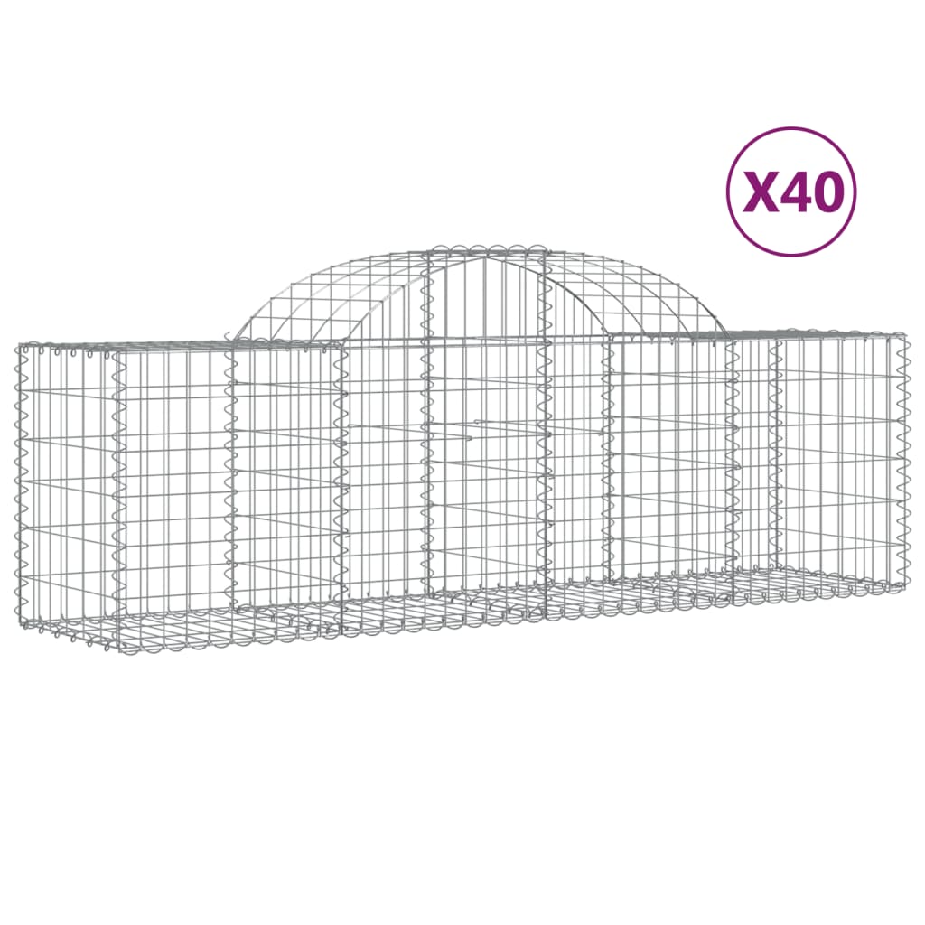 buede gabionkurve 40 stk. 200x50x60/80 cm galvaniseret jern