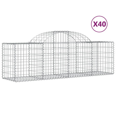 buede gabionkurve 40 stk. 200x50x60/80 cm galvaniseret jern