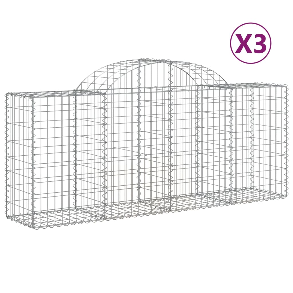 buede gabionkurve 3 stk. 200x50x80/100 cm galvaniseret jern