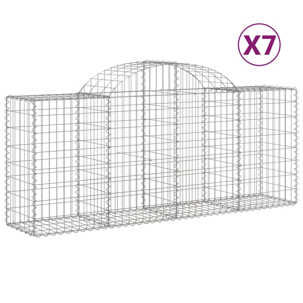 buede gabionkurve 7 stk. 200x50x80/100 cm galvaniseret jern