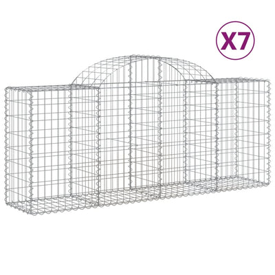 buede gabionkurve 7 stk. 200x50x80/100 cm galvaniseret jern