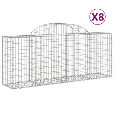 buede gabionkurve 8 stk. 200x50x80/100 cm galvaniseret jern