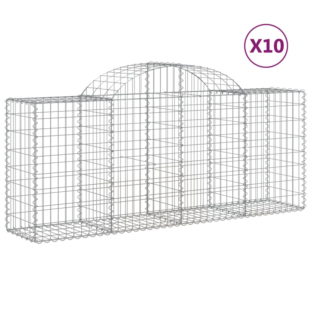 buede gabionkurve 10 stk. 200x50x80/100 cm galvaniseret jern