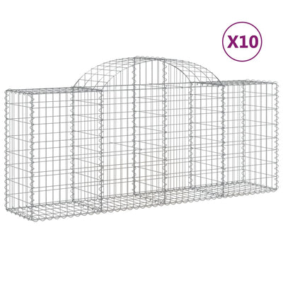 buede gabionkurve 10 stk. 200x50x80/100 cm galvaniseret jern