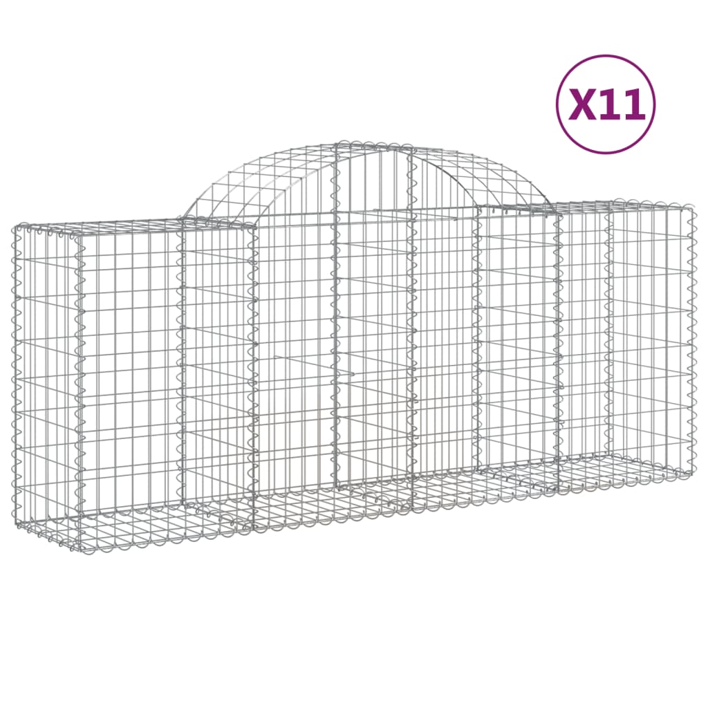 buede gabionkurve 11 stk. 200x50x80/100 cm galvaniseret jern