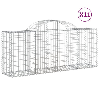 buede gabionkurve 11 stk. 200x50x80/100 cm galvaniseret jern