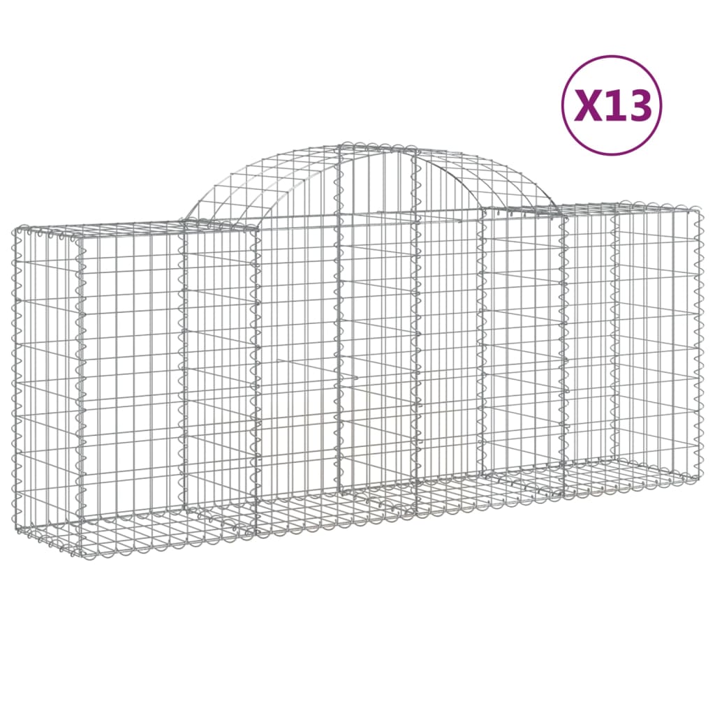 buede gabionkurve 13 stk. 200x50x80/100 cm galvaniseret jern