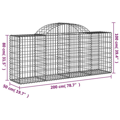 buede gabionkurve 25 stk. 200x50x80/100 cm galvaniseret jern