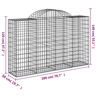 buede gabionkurve 2 stk. 200x50x120/140 cm galvaniseret jern