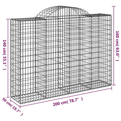 buede gabionkurve 2 stk. 200x50x140/160 cm galvaniseret jern