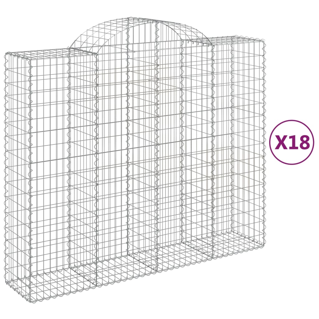 buede gabionkurve 18 stk. 200x50x160/180 cm galvaniseret jern