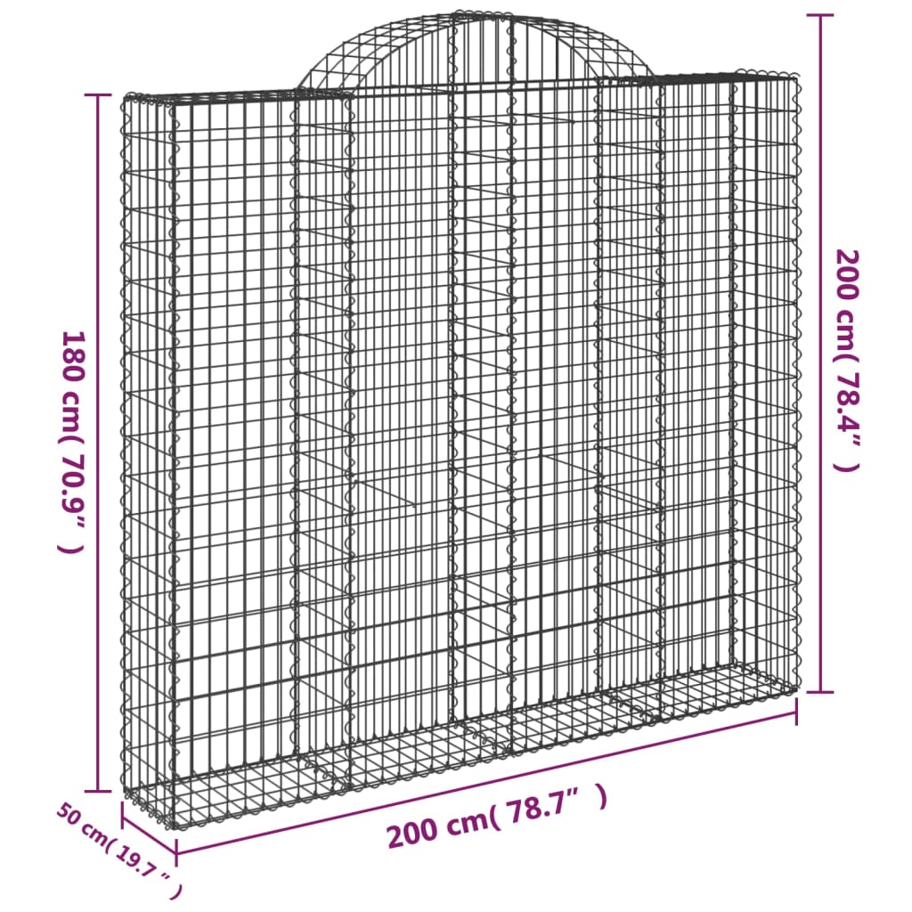 buede gabionkurve 3 stk. 200x50x180/200 cm galvaniseret jern