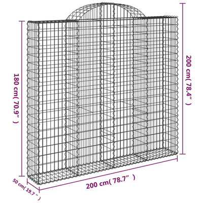 buede gabionkurve 4 stk. 200x50x180/200 cm galvaniseret jern