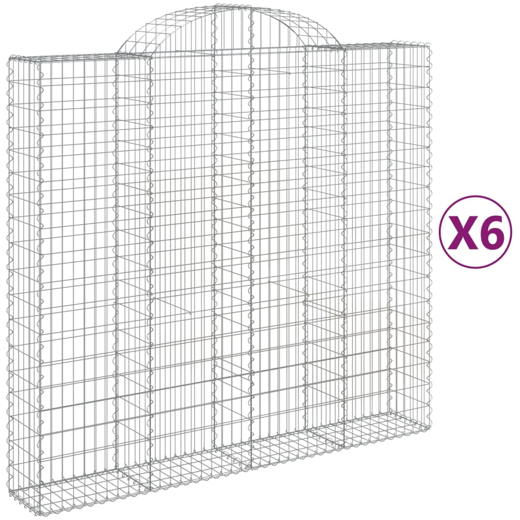 buede gabionkurve 6 stk. 200x50x180/200 cm galvaniseret jern