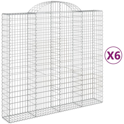 buede gabionkurve 6 stk. 200x50x180/200 cm galvaniseret jern